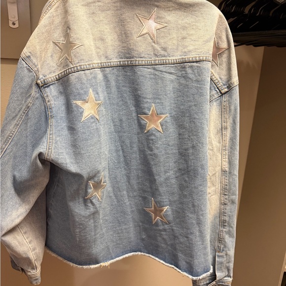 Umgee Light Blue Jean Jacket with Star Accents - Picture 3 of 4